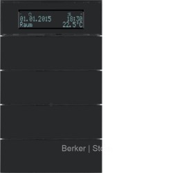 Клавишный сенсор B.IQ с регулятором температуры помещения, 4-канальный, стекло, цвет: черный