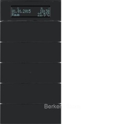 Клавишный сенсор B.IQ с регулятором температуры помещения, 5-канальный, стекло, цвет: черный