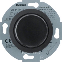 283411 BERKER - Универсальный поворотный диммер с "Soft"-регулировкой, центральной панелью, Serie 1930/Glas/Palazzo, цвет: черный, глянцевый