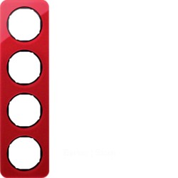 Рамка, R.1, 4-местная, акрил, цвет: красный/черный