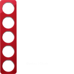 Рамка, R.1, 5-местная, акрил, цвет: красный/полярная белизна