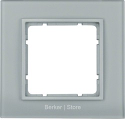 10116414 - Berker Рамкa, B.7, 1-местная, стекло, цвет: алюминиевый