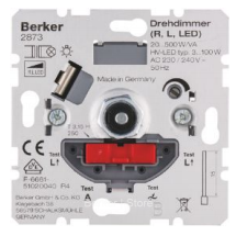 2873 - Berker Диммер поворотно-нажимной 500Вт с Soft-регулировкой (R, L, LED)