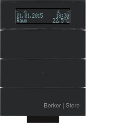 Инфракрасный клавишный сенсор B.IQ с регулятором температуры помещения, 3-канальный, стекло, цвет: черный