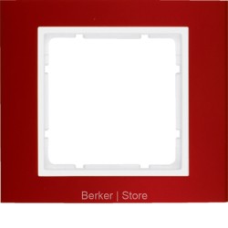 10113022 - Berker Рамкa, B.3, алюминий, цвет: красный/полярная белизна