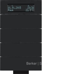 Инфракрасный клавишный сенсор B.IQ с регулятором температуры помещения, 4-канальный, стекло, цвет: черный