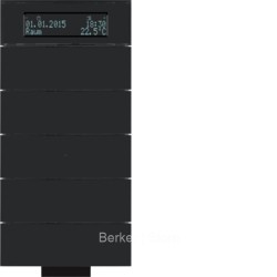 Инфракрасный клавишный сенсор B.IQ с регулятором температуры помещения, 5-канальный, стекло, цвет: черный