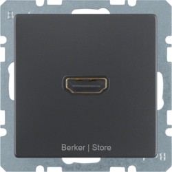 HDMI розетка, Q.1/Q.3, цвет: антрацитовый, бархатный лак