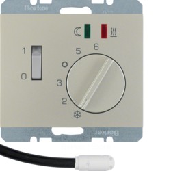 Регулятор температуры помещения пола с замыкающим контактом, с центральной панелью и светодиодом, K.5, цвет: стальной, лак