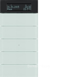 Клавишный сенсор B.IQ с регулятором температуры помещения, 5-канальный, стекло, цвет: полярная белизна