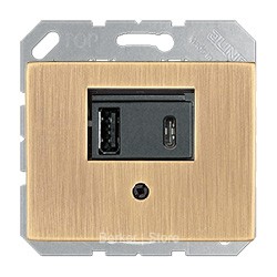 K1/K5 - USB зарядка для портативных устройств, Темная латунь