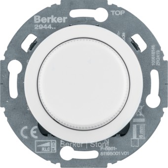 294410 - Berker Универсальный поворотный диммер (R, L, C, LED) c центральной панелью, Serie 1930/Serie Glas, цвет: полярная белизна, глянцевый