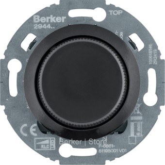 294411 - Berker Универсальный поворотный диммер (R, L, C, LED) c центральной панелью, Serie 1930/Serie Glas, цвет: черный, глянцевый