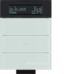 Инфракрасный клавишный сенсор B.IQ с регулятором температуры помещения, 3-канальный, стекло, цвет: полярная белизна
