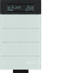 Инфракрасный клавишный сенсор B.IQ с регулятором температуры помещения, 4-канальный, стекло, цвет: полярная белизна