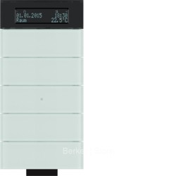 Инфракрасный клавишный сенсор B.IQ с регулятором температуры помещения, 5-канальный, стекло, цвет: полярная белизна